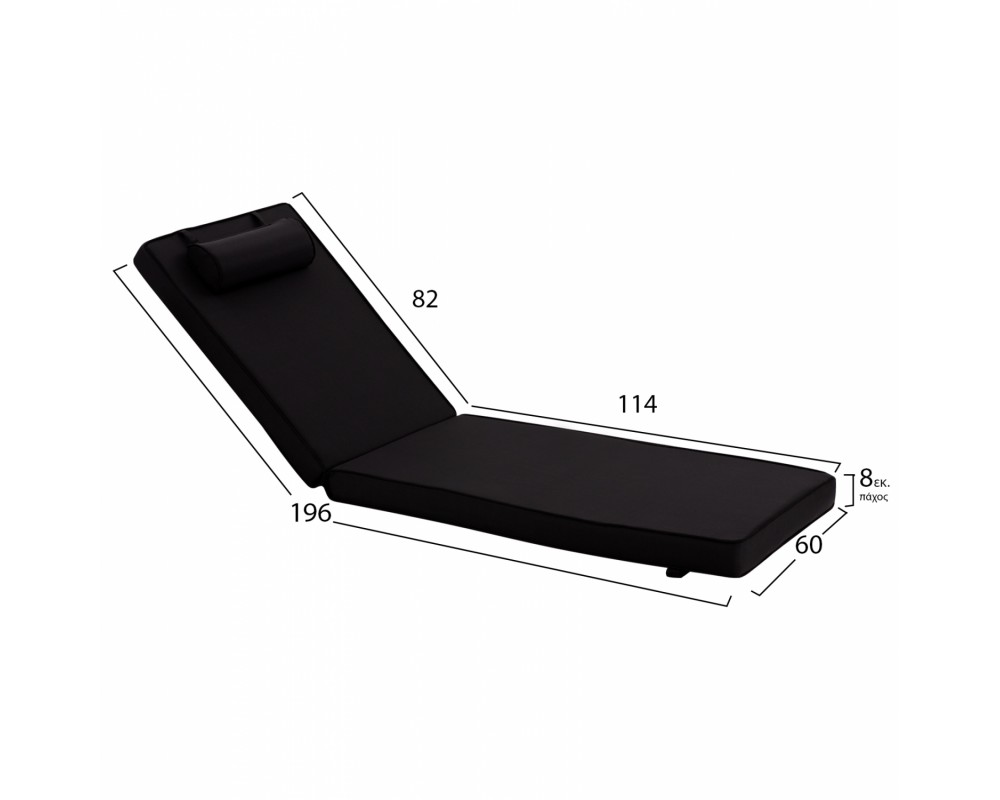 Възглавница за шезлонг 0005 в черен цвят - Възглавници за градински мебели