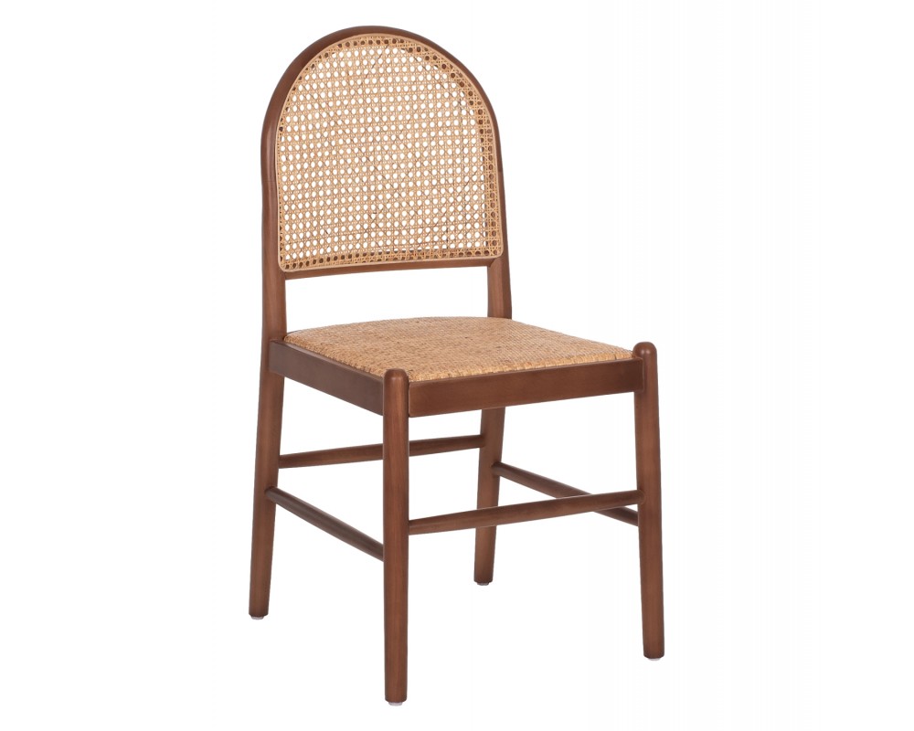 CHAIR BEECH WOOD IN WALNUT-RATTAN BEIGE HM9407.04 43x50x87H cm. - CHAIR BEECH WOOD IN WALNUT-RATTAN BEIGE HM9407.04 43x50x87H cm. -