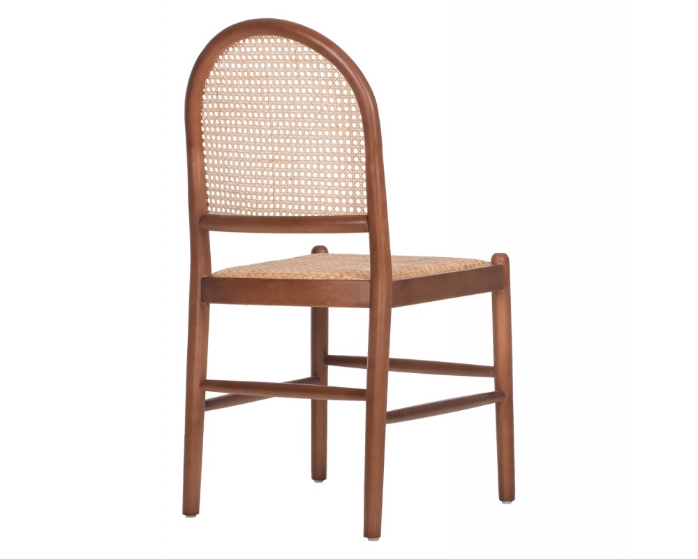 CHAIR BEECH WOOD IN WALNUT-RATTAN BEIGE HM9407.04 43x50x87H cm. - CHAIR BEECH WOOD IN WALNUT-RATTAN BEIGE HM9407.04 43x50x87H cm. -