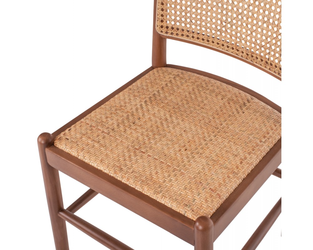 CHAIR BEECH WOOD IN WALNUT-RATTAN BEIGE HM9407.04 43x50x87H cm. - CHAIR BEECH WOOD IN WALNUT-RATTAN BEIGE HM9407.04 43x50x87H cm. -