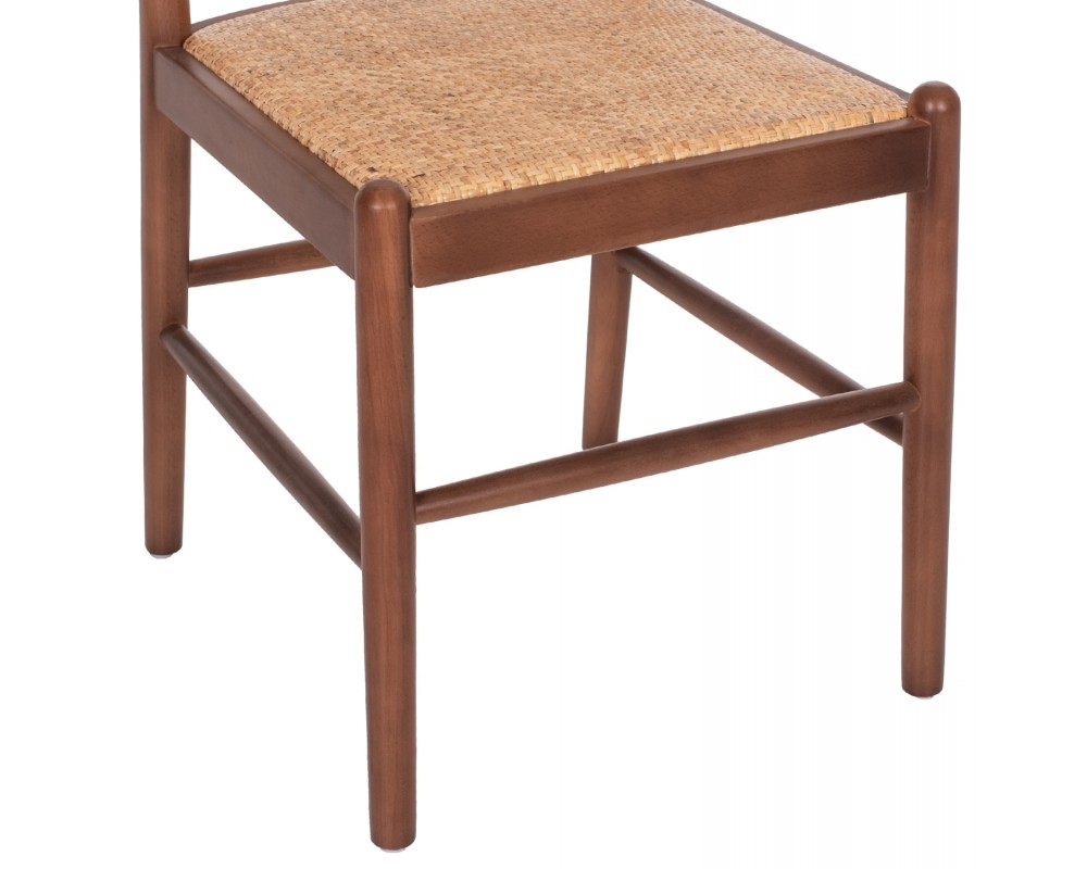 CHAIR BEECH WOOD IN WALNUT-RATTAN BEIGE HM9407.04 43x50x87H cm. - CHAIR BEECH WOOD IN WALNUT-RATTAN BEIGE HM9407.04 43x50x87H cm. -