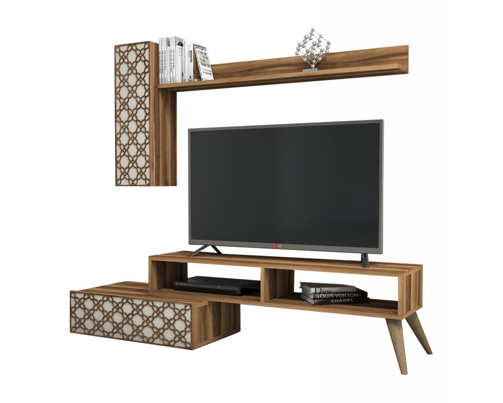 Тв шкаф от ПДЧ 9502 орех и крем 150x37.2x37.8Hcm. - ТВ Шкафове