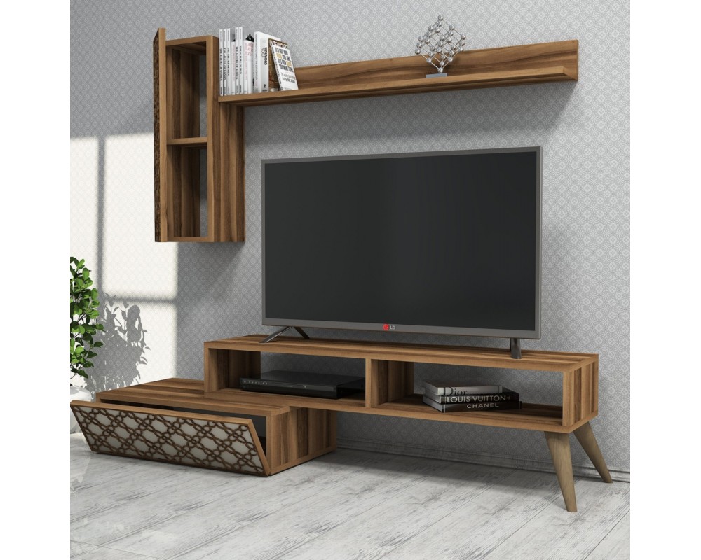 Тв шкаф от ПДЧ 9502 орех и крем 150x37.2x37.8Hcm. - ТВ Шкафове