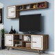 TV FURNITURE SET HM9513.03 MELAMINE IN WALNUT AND WHITE 160x35x56.2Hcm. ТВ шкаф 1303 - орех/бял - ТВ Шкафове
