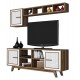 TV FURNITURE SET HM9513.03 MELAMINE IN WALNUT AND WHITE 160x35x56.2Hcm. ТВ шкаф 1303 - орех/бял - ТВ Шкафове