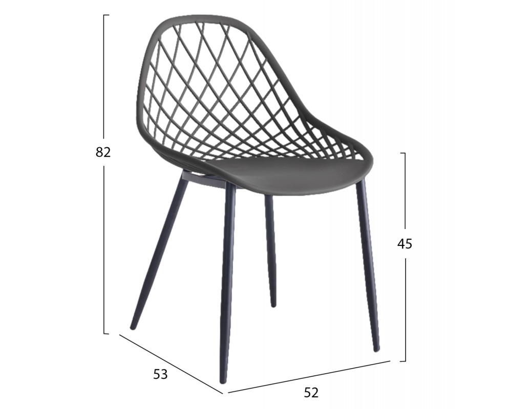 CHAIR POLYPROPYLENE HM9524.10 IN GREY COLOR WITH BLACK METAL LEGS 52x53x82Hcm. - CHAIR POLYPROPYLENE HM9524.10 IN GREY COLOR WITH BLACK METAL LEGS 52x53x82Hcm. -
