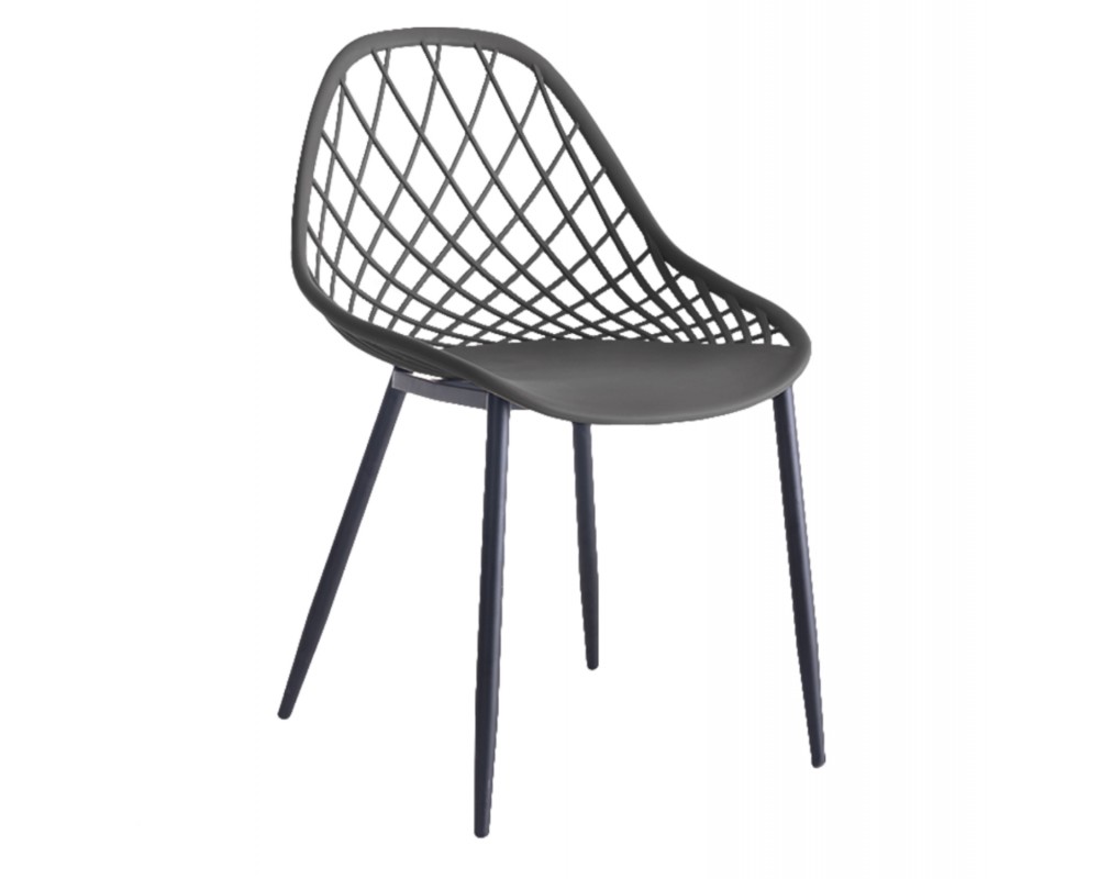 CHAIR POLYPROPYLENE HM9524.10 IN GREY COLOR WITH BLACK METAL LEGS 52x53x82Hcm. - CHAIR POLYPROPYLENE HM9524.10 IN GREY COLOR WITH BLACK METAL LEGS 52x53x82Hcm. -
