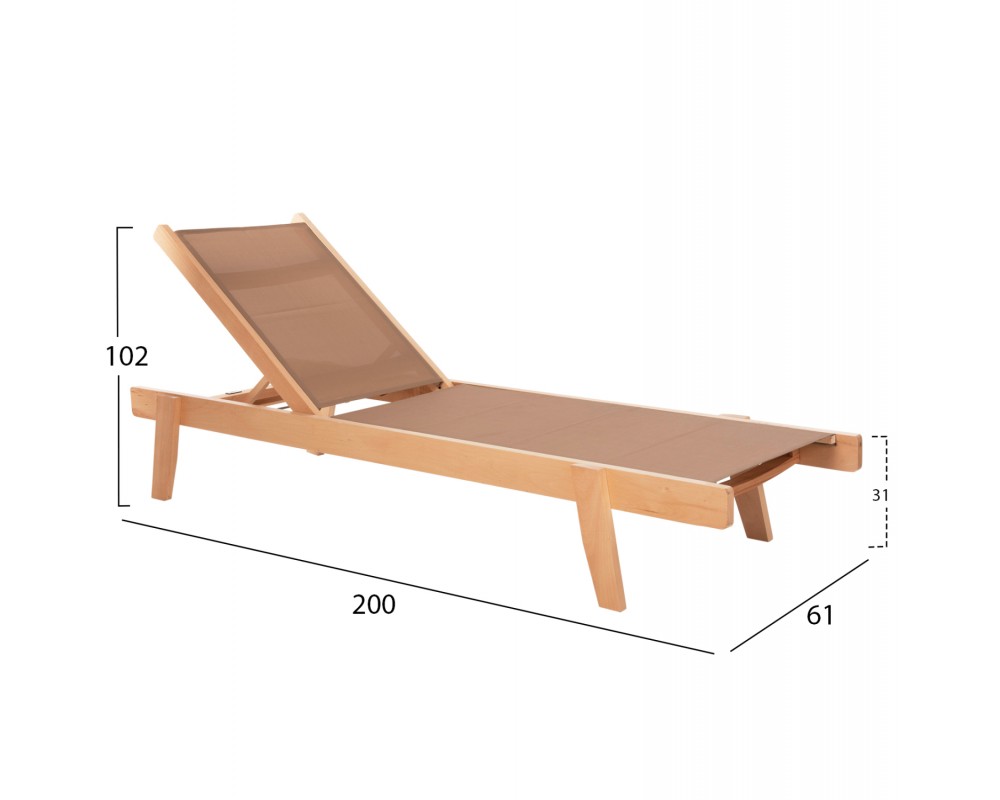 Дървен плажен шезлонг 5605 с размери - 200x61-66x31-91Hcm - Шезлонги Дървен плажен шезлонг 5605 с размери - 200x61-66x31-91Hcm - Шезлонги