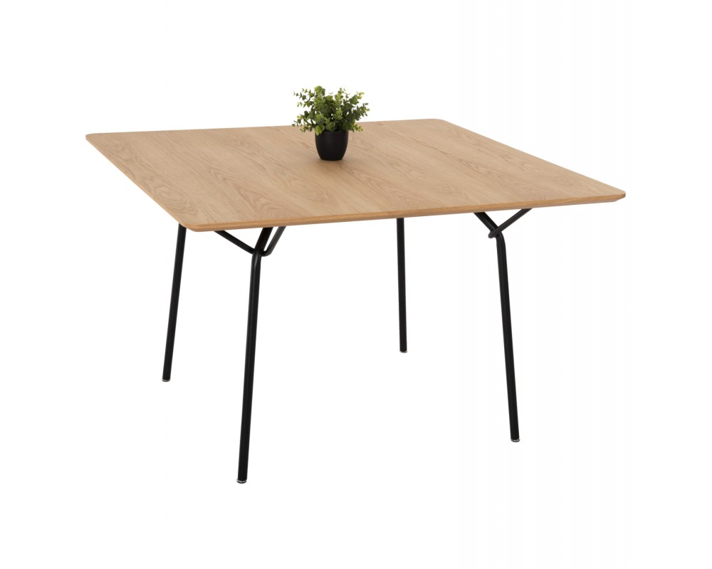 Трапезна маса с метални крака 1401 в цвят дъб 120x120x75Hcm. - Трапезни маси