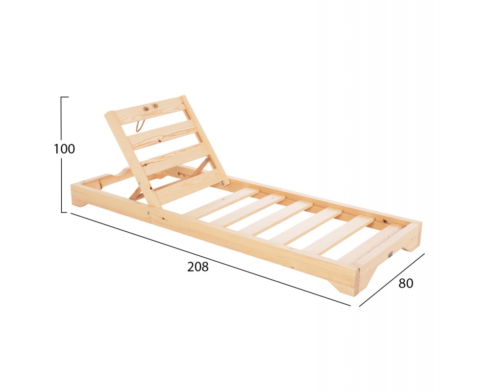 Дървен плажен шезлонг 1501 - 80x208x32-100Hcm. - Шезлонги