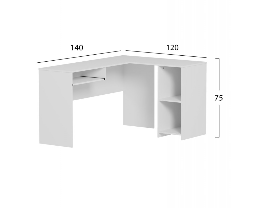 ЪГЛОВО БЮРО 2103 MDF В БЯЛО 140x120x75Hcm. - Офис бюра