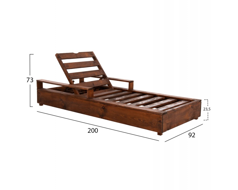 Дървен шезлонг 6162 - 200x92x23,5-73Hcm. - Шезлонги Дървен шезлонг 6162 - 200x92x23,5-73Hcm. - Шезлонги