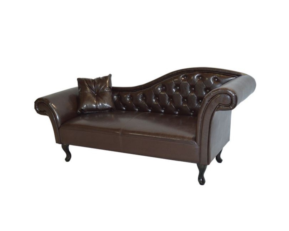 Канапе Chesterfield Niovi 0801 с десен ъгъл в тъмнокафяв цвят - Дивани