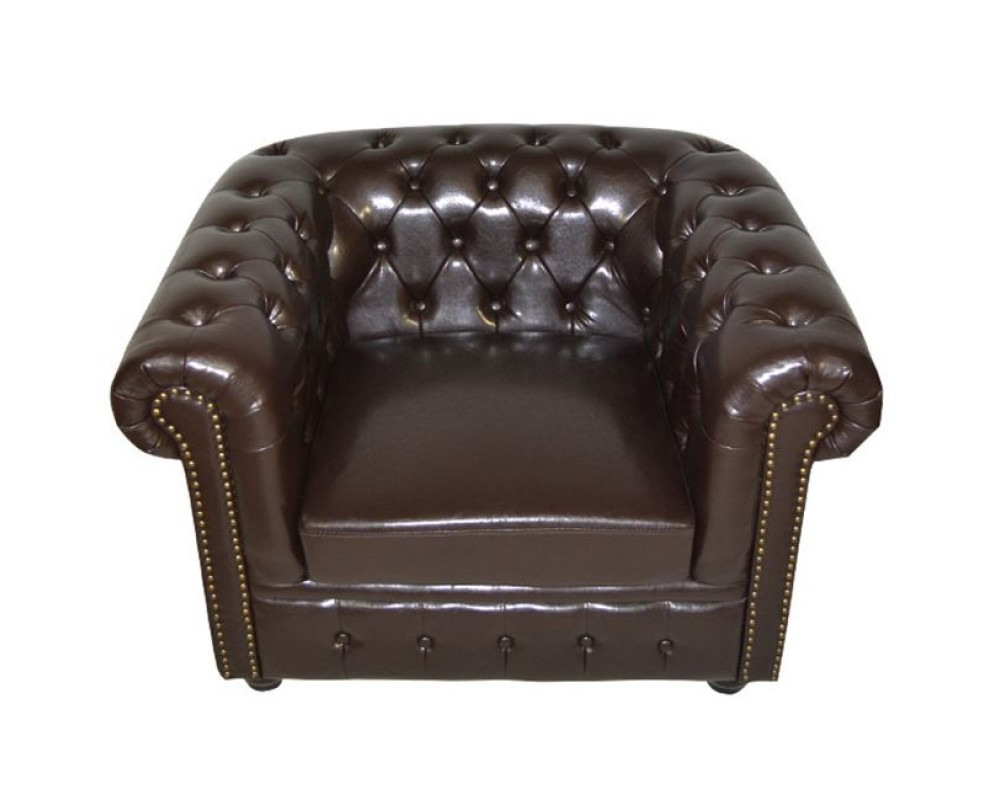 Кожено кресло Chesterfield 1101 - тъмнокафяв - Кресла Кожено кресло Chesterfield 1101 - тъмнокафяв - Кресла