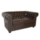 Двуместен диван Chesterfield в тъмнокафяв цвят - Дивани