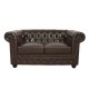 Двуместен диван Chesterfield в тъмнокафяв цвят - Дивани