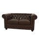 Двуместен диван Chesterfield в тъмнокафяв цвят - Дивани
