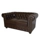 Двуместен диван Chesterfield в тъмнокафяв цвят - Дивани