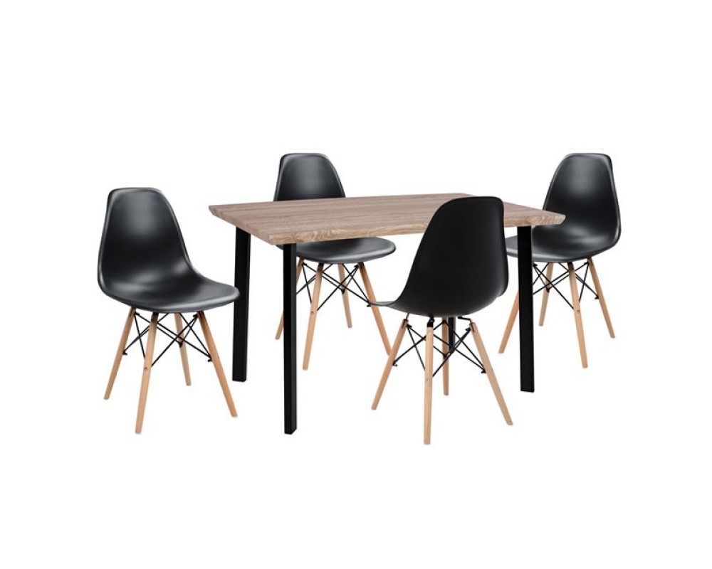 Комплект за трапезария 0343 в черен цвят - Комплекти маси и столове