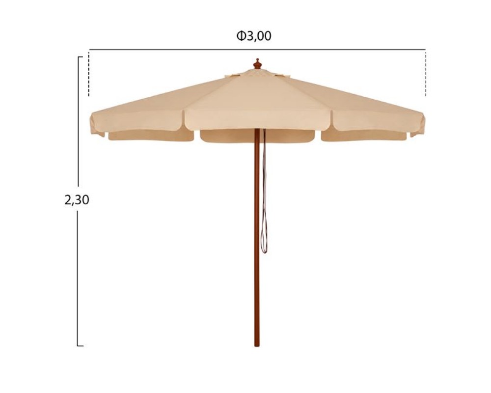 Плажен чадър с дървена конструкция 6020 - бежов - Чадъри