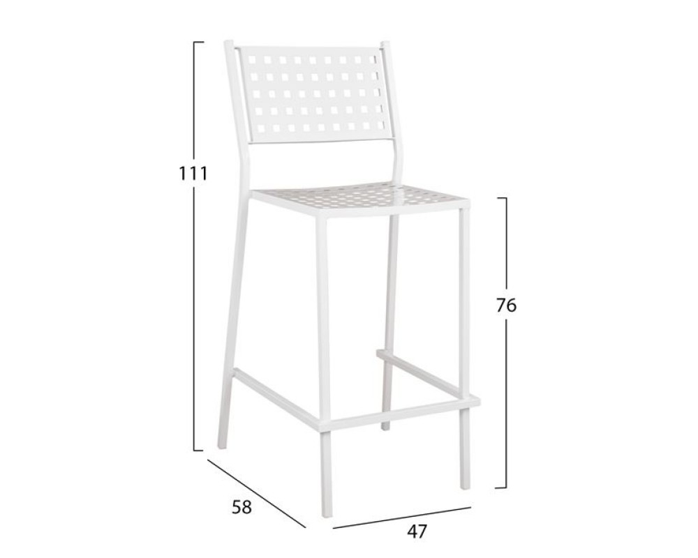 Метален бар стол 2802 в бял цвят - Бар столове