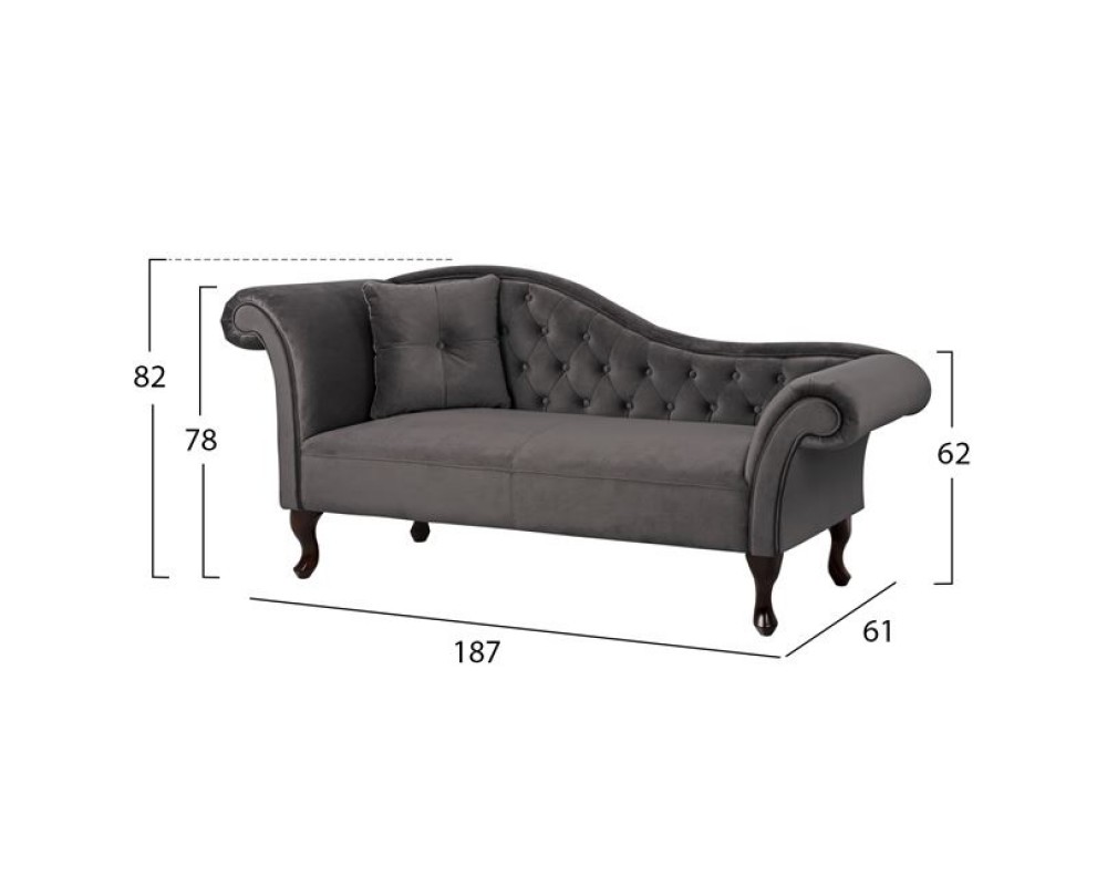 Канапе Chesterfield с ляв ъгъл 0710 в сив цвят - Дивани