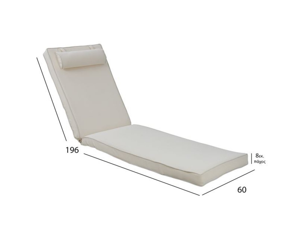 Възглавница за шезлонг 0060 в кремав цвят - Възглавници за градински мебели