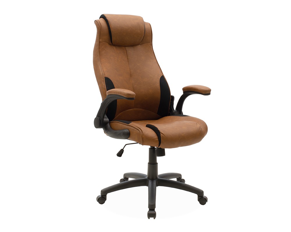 Manager office chair Bear pakoworld with pu brown tabac antique-black colour -