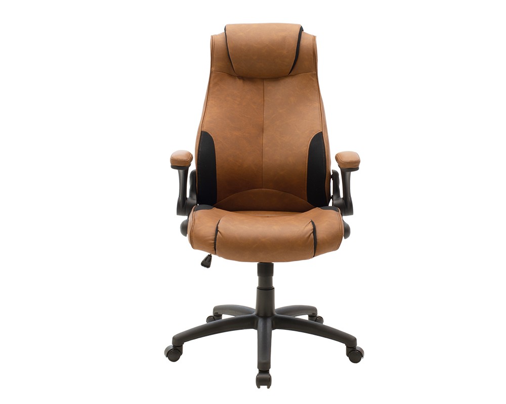 Manager office chair Bear pakoworld with pu brown tabac antique-black colour -