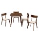 Dining set Benson - Toto pakoworld 5pcs 80x80x75cm in walnut - beige fabric - Dining set Benson - Toto pakoworld 5pcs 80x80x75cm in walnut - beige fabric -