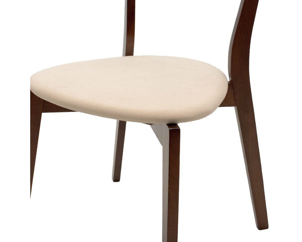 Dining set Benson - Toto pakoworld 5pcs 80x80x75cm in walnut - beige fabric - Dining set Benson - Toto pakoworld 5pcs 80x80x75cm in walnut - beige fabric -