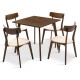 Dining set Benson - Toto pakoworld 5pcs 80x80x75cm in walnut - beige fabric - Dining set Benson - Toto pakoworld 5pcs 80x80x75cm in walnut - beige fabric -