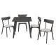 Dining set Benson - Toto pakoworld 5pcs 80x80x75cm in rustic grey - grey fabric - Dining set Benson - Toto pakoworld 5pcs 80x80x75cm in rustic grey - grey fabric -