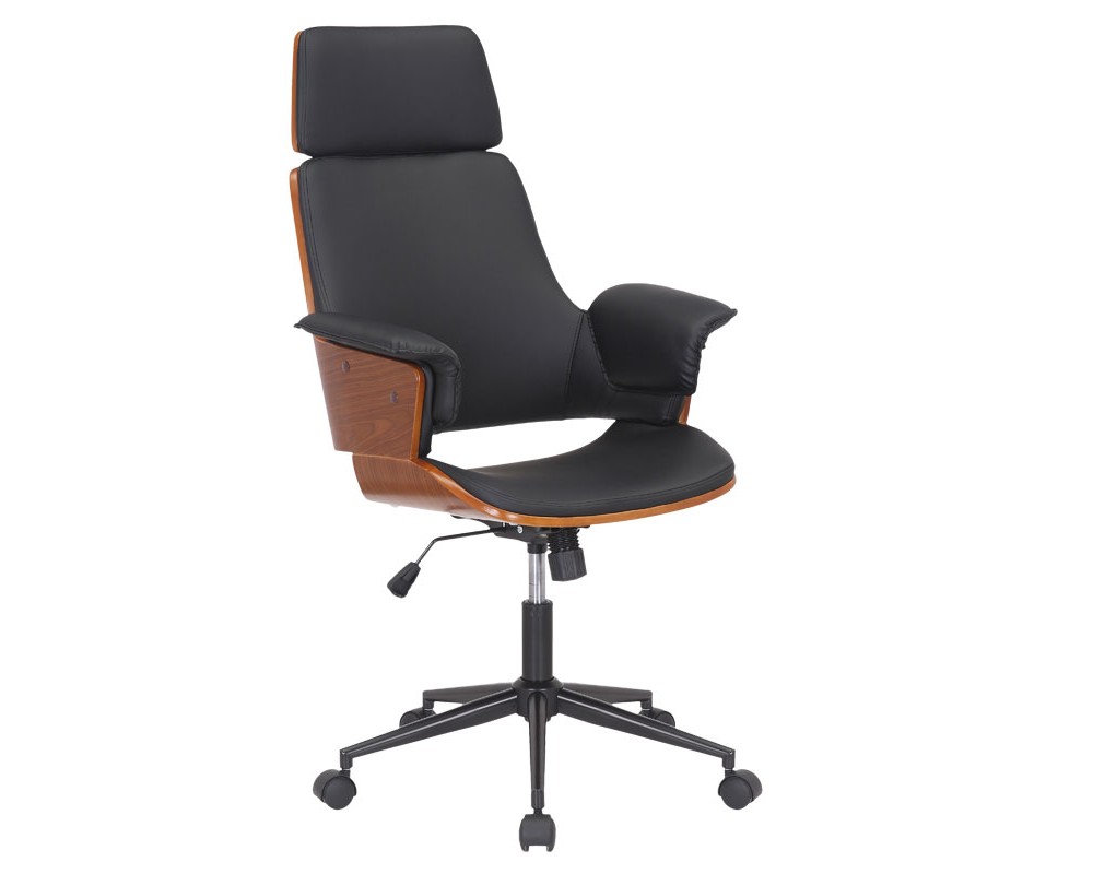 Manager office chair Hermanos pakoworld with black pu - walnut wood -