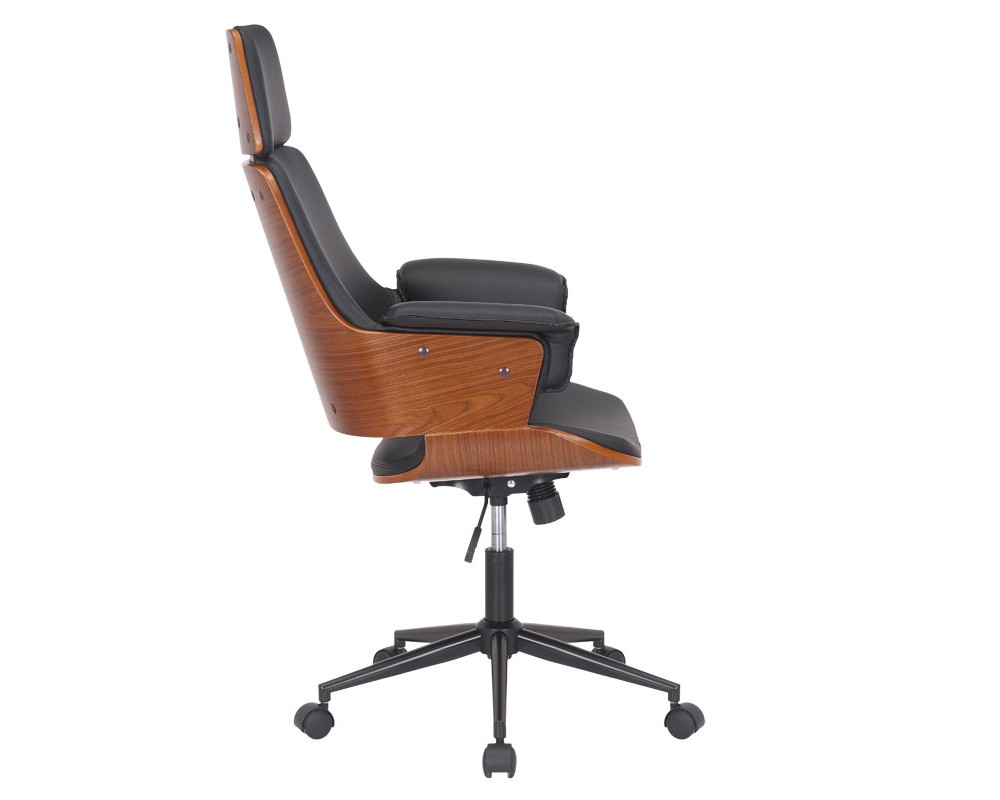 Manager office chair Hermanos pakoworld with black pu - walnut wood -