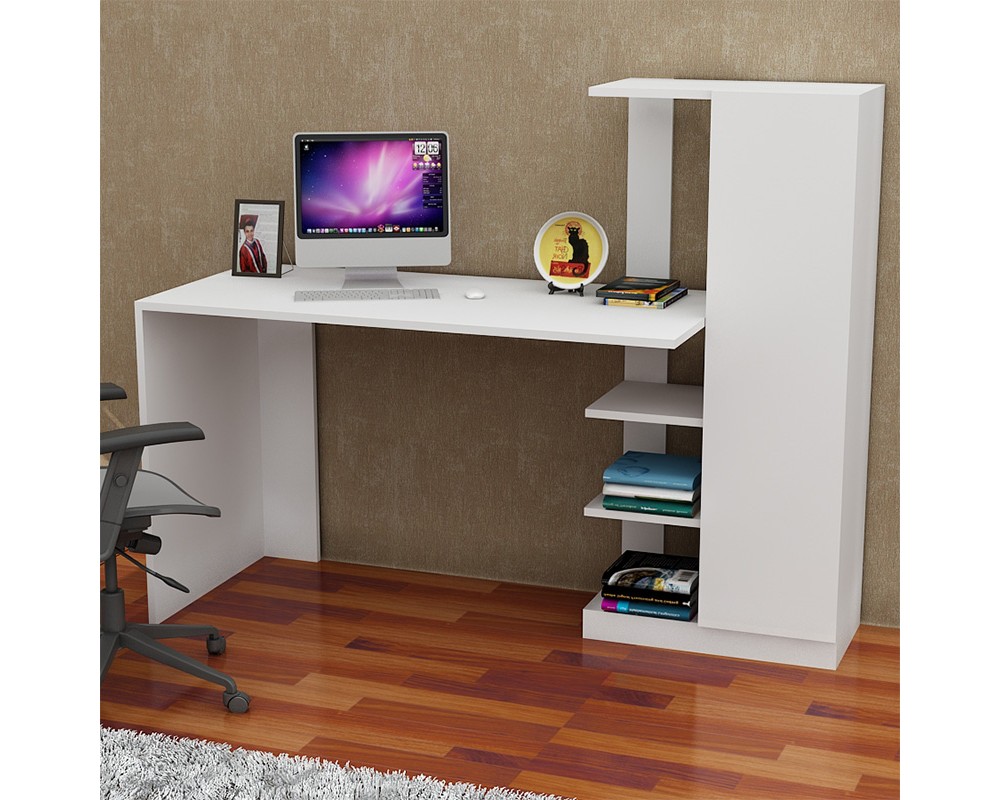 Офис бюро с библиотека Juno в бял цвят - Офис бюра