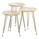 Buena pakoworld side tables set 3pcs white marble-gold - Buena pakoworld side tables set 3pcs white marble-gold -