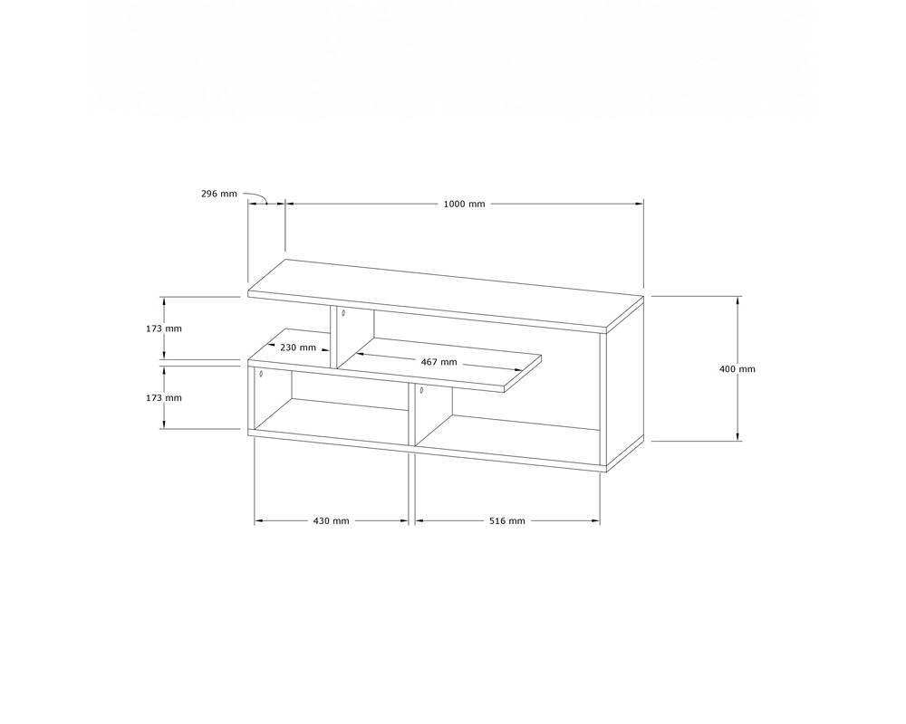 Тв шкаф 1210 от ПДЧ в черен цвят 100x29.5x40cm - ТВ Шкафове