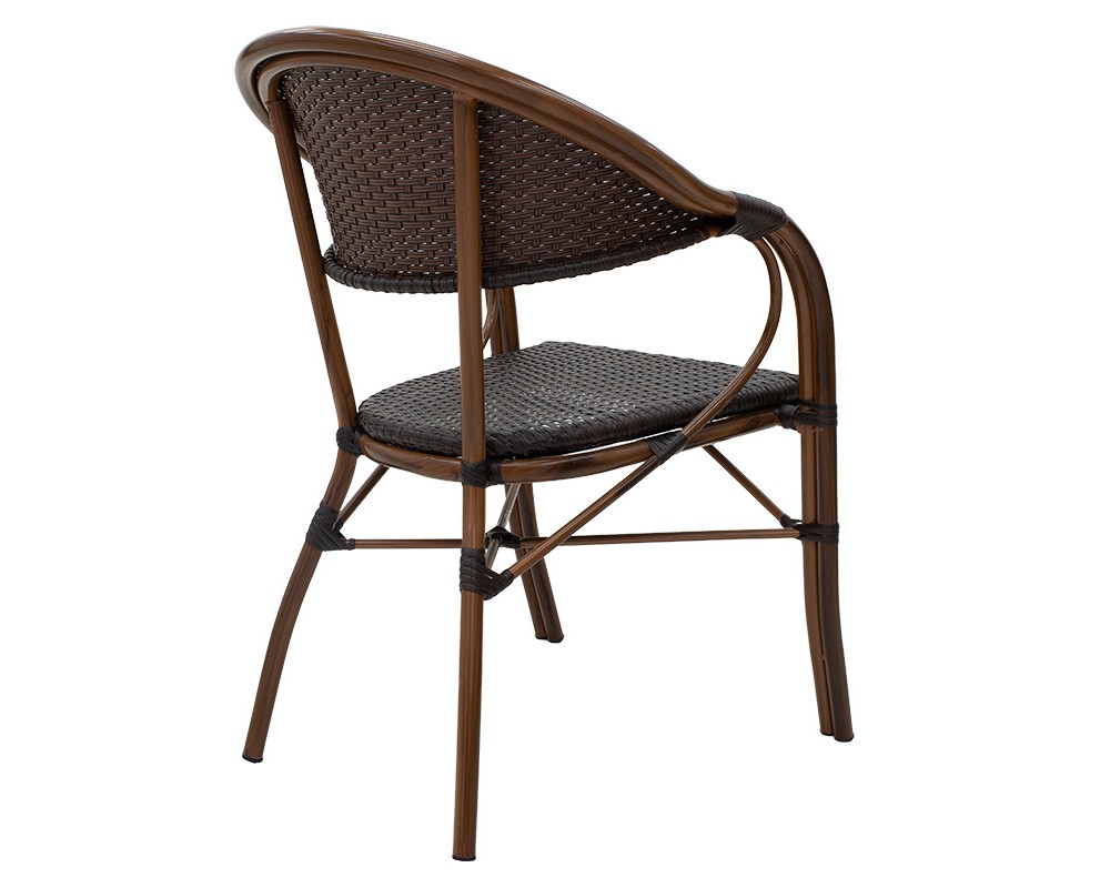 Garden armchair Paula pakoworld metal-pe rattan brown -