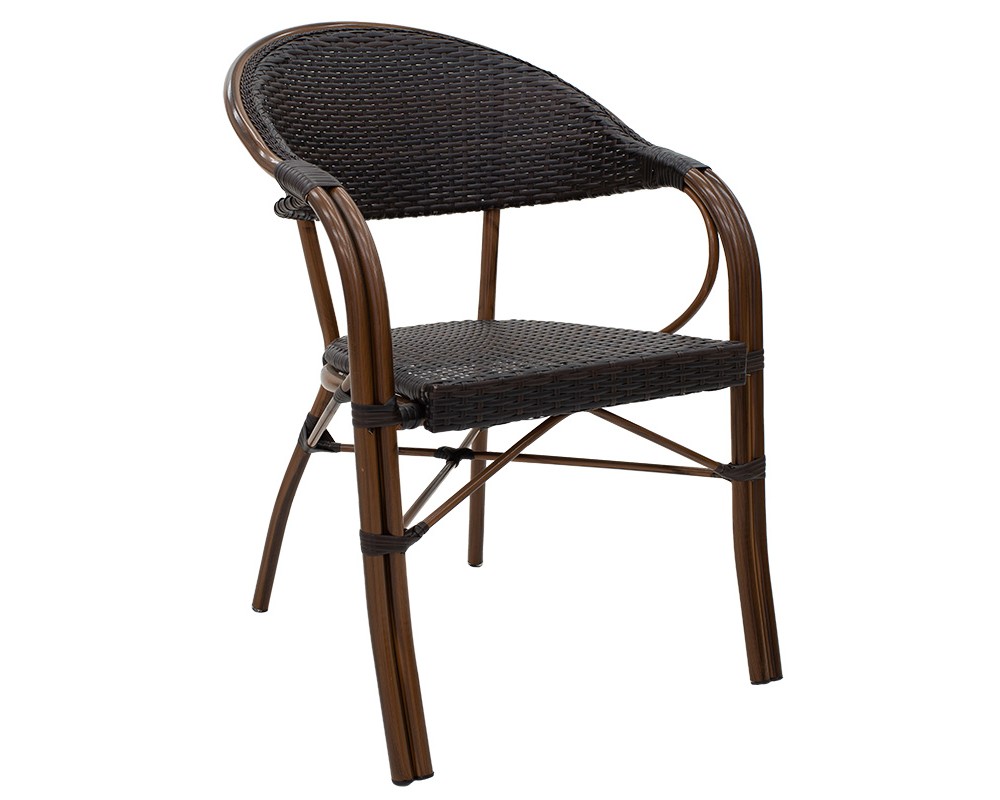 Garden armchair Paula pakoworld metal-pe rattan brown -