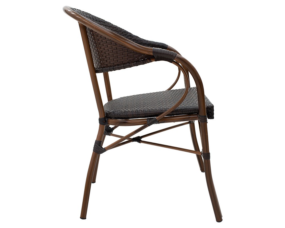 Garden armchair Paula pakoworld metal-pe rattan brown -