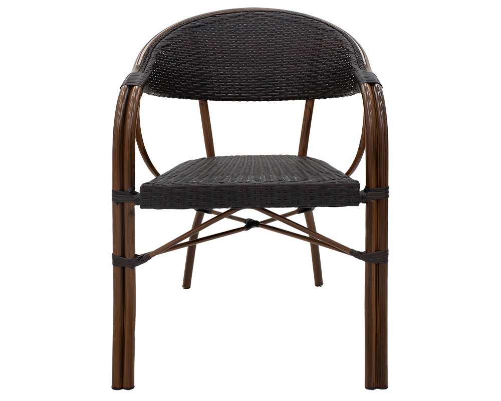 Garden armchair Paula pakoworld metal-pe rattan brown -