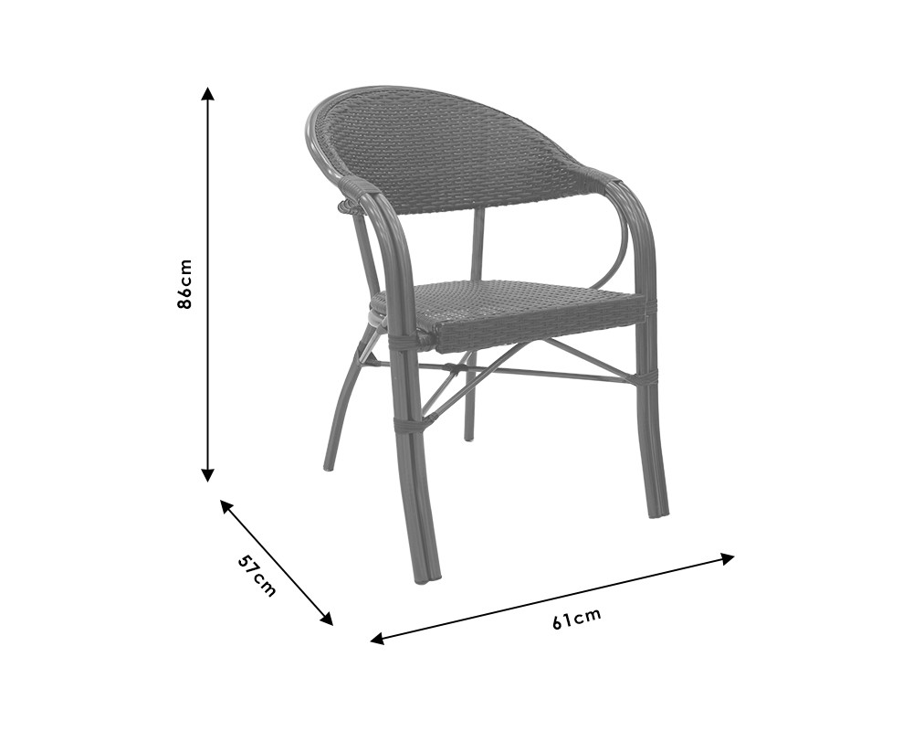 Garden armchair Paula pakoworld metal-pe rattan brown -