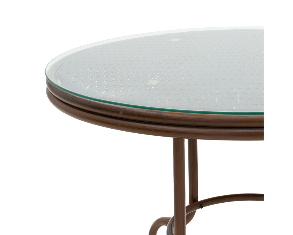 Garden table Paula pakoworld metal-pe rattan brown D90x75cm -