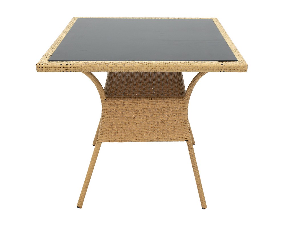 Laura pakoworld garden table metal-pe rattan natural 80x80x75cm - Laura pakoworld garden table metal-pe rattan natural 80x80x75cm -