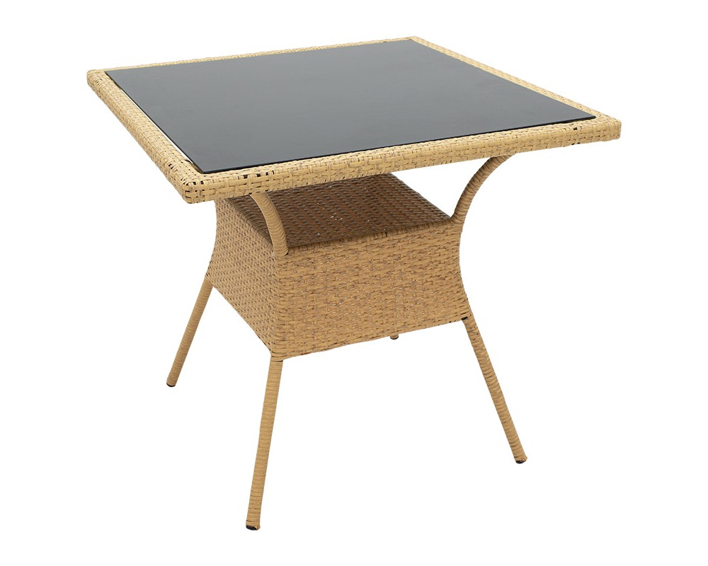 Laura pakoworld garden table metal-pe rattan natural 80x80x75cm - Laura pakoworld garden table metal-pe rattan natural 80x80x75cm -
