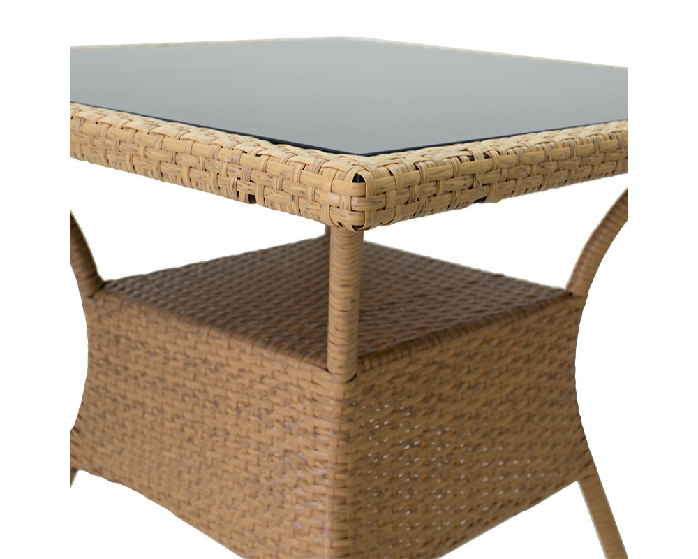 Laura pakoworld garden table metal-pe rattan natural 80x80x75cm - Laura pakoworld garden table metal-pe rattan natural 80x80x75cm -