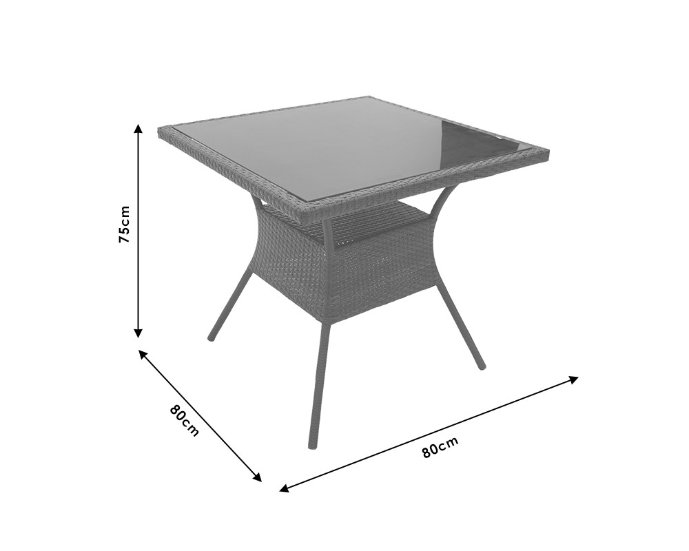 Laura pakoworld garden table metal-pe rattan natural 80x80x75cm - Laura pakoworld garden table metal-pe rattan natural 80x80x75cm -