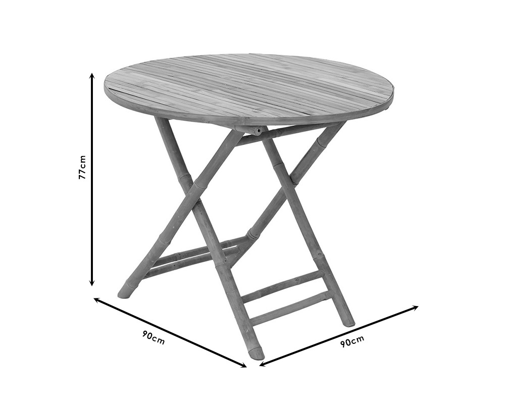 Obbie pakoworld folding bamboo table natural D90x77cm - Obbie pakoworld folding bamboo table natural D90x77cm -