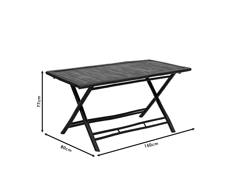 Badou pakoworld folding bamboo table black 150x80x77cm - Badou pakoworld folding bamboo table black 150x80x77cm -